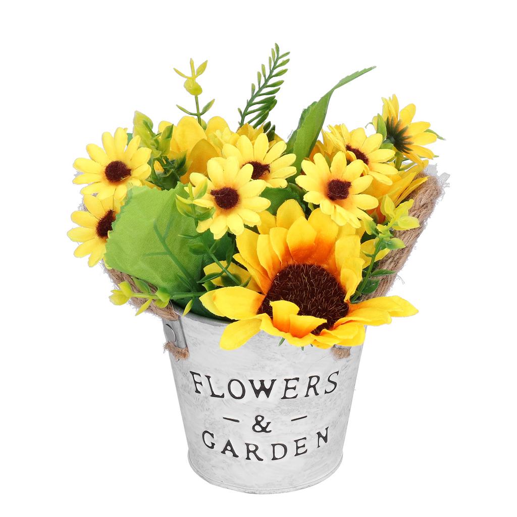 Simulation Sunflower Potted Plant High Simulation Dining Table Bonsai Fake Flower Yellow for Home
