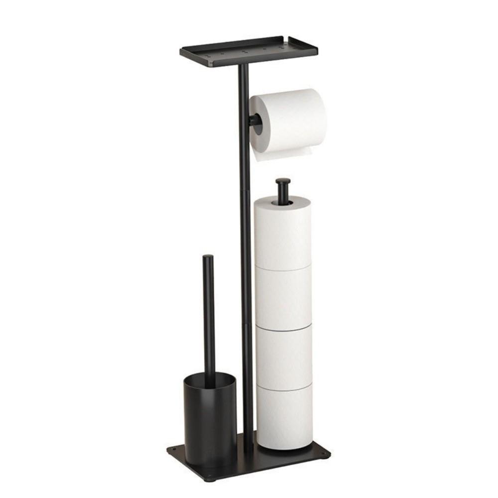 Avec Plateau Porte-rouleau de Papier Toilette sur Pied Support Brosse de Toilette Amovible Rangement Maison