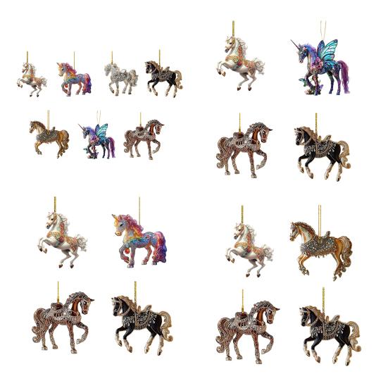 Horse Acrylic Pendant 2D Car Mirror Charm Fashionable Bag Keychain DIY Crafts Art Gift for Equestrian