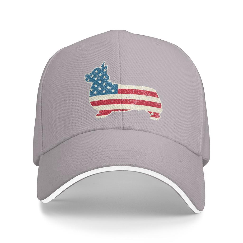 Patriotic Corgi American Flag Baseball Cap Adjustable Polyester Casual Snapback for Adults