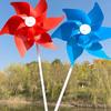22Cm Six-Leaf Stripes Solid Color Small Plastic Hand-Held Windmills Garden Plant Flower Repellent Windmill Outdoor Decoration