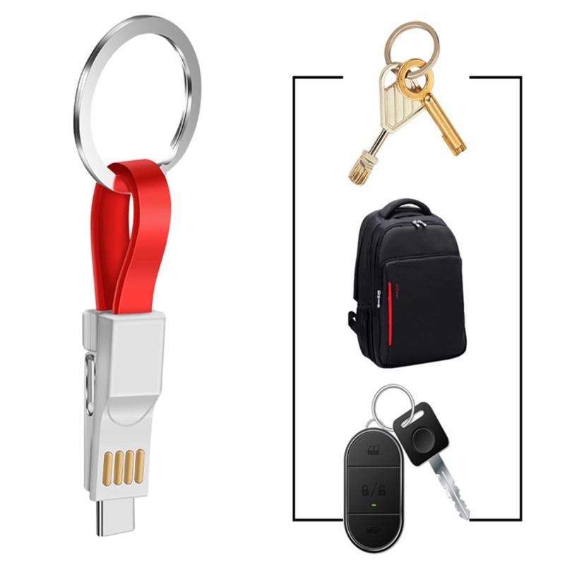 3-in-1 Micro-USB Typ-C Datenkabel Tragbares Schlüsselanhänger-Ladegerät Ladekabel Kompatibel für iPhone