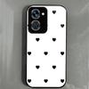 Black Heart Pattern Phone Case for Realme 10 Pro 5G 4G Acrylic Back TPU Bumper Shockproof Protective Cover, Minimalist Korean Style