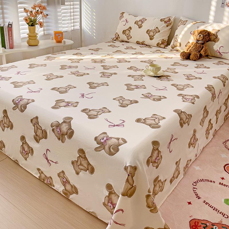 Skin-friendly Flat Bedsheet Cartoon Style Bed Linen Printed Bed Sheet Single/Double Flat Sheets sabana (Pillowcase Need Order)