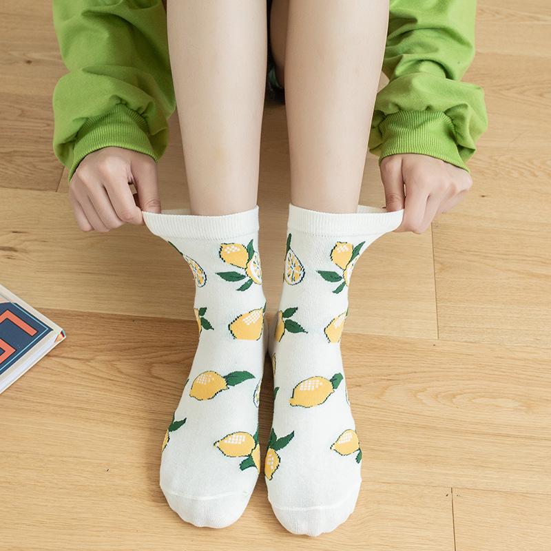 Korean & Japanese Style Women's Cute Cartoon Fruit Mid-Calf Socks for Autumn & Winter