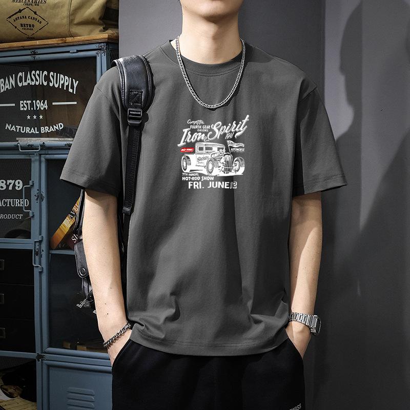 Japanese Summer Round Neck T-shirt Men's Short Sleeved Top Clothing Trendy Brand Loose Half Sleeved Trendy Printed Pure Cotton T-shirt