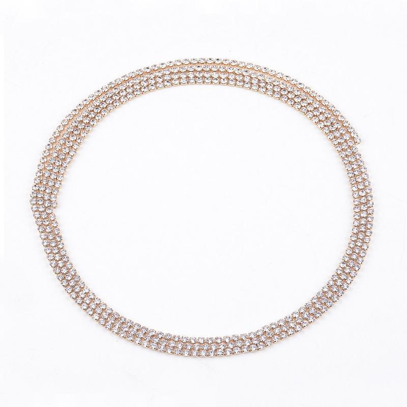 

New Crystal Long Choker for Women Luxury Collar Choker Necklace Sexy Fashion Rhinestone Adjustable Neck Zircon PartyGift золотий