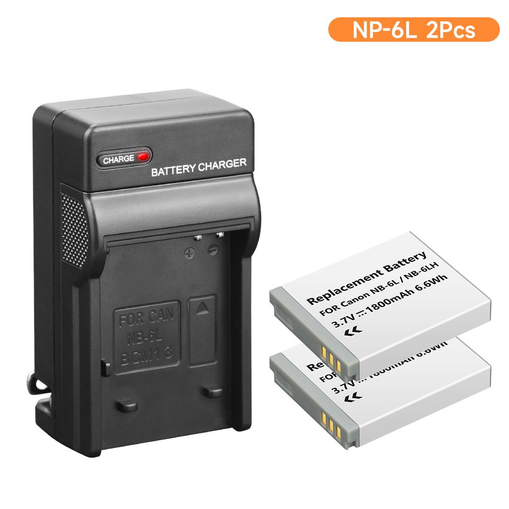 1800mAh NB-6L NB6LH NB-6LH Camera Battery with Dual Slot Charger For Canon PowerShot D30 D10 S120 S90 SX700HS IXUS210 SD35001S