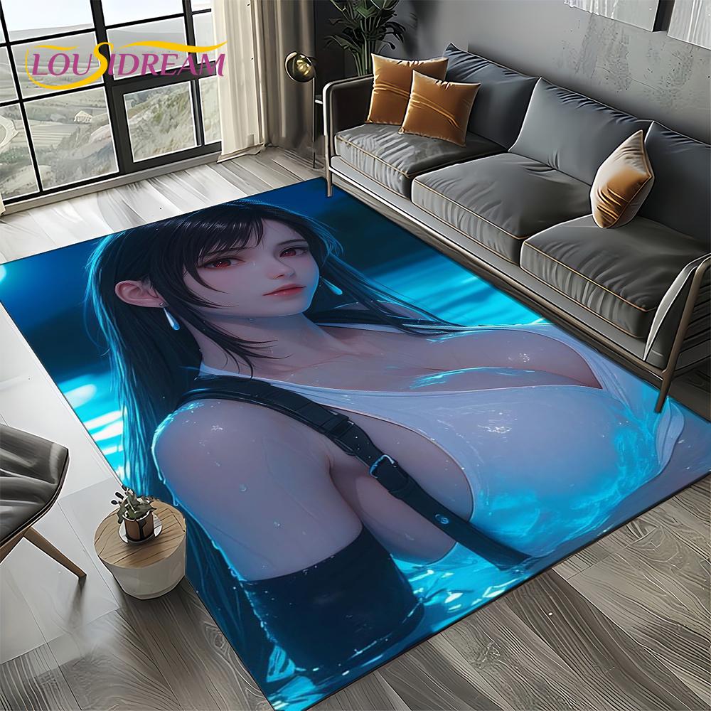 New Style Final Fantasy Games Cloud Tifa Aerith Carpet Rug for Living Room Bedroom Home Sofa,Kids Play Non-slip Floor Mat