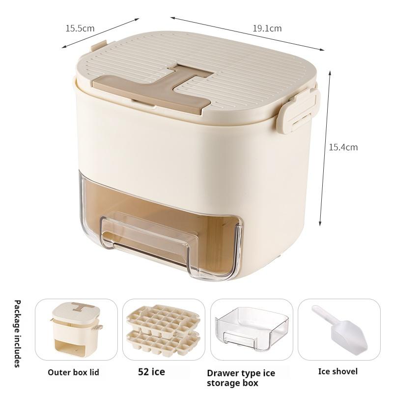 

D5 Kitchen Ice Gadgets Press Type Ice Cube Mold Double-Layer Food Grade Ice Maker Box Large Ice Storage Tool Tray for Camp Party бежевый