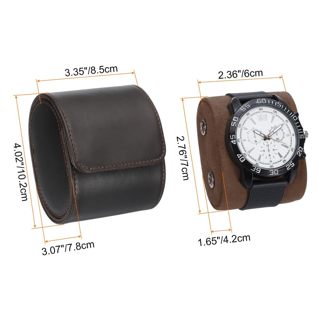 Uxcell Watch Travel Case, Single Slot, Portable Leather Watch Case, Unisex, with Removable Cushion, for Travel, Display, Home Storage, Coffee