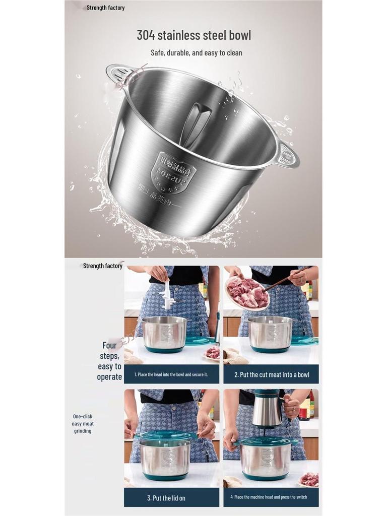 Stainless Steel Multi-Functional Electric Meat Grinder & Food Processor