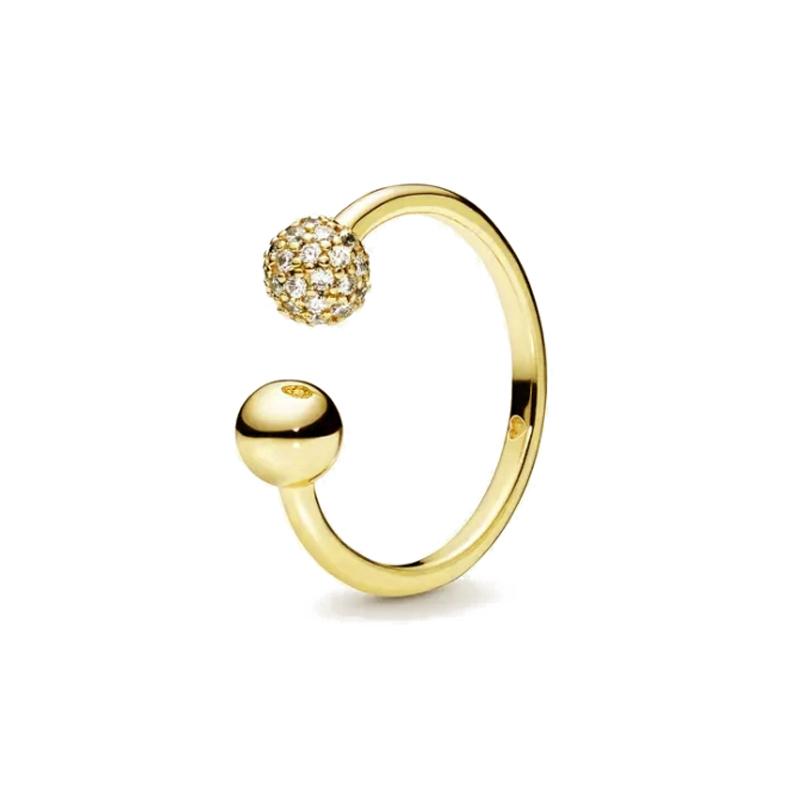 New copper Light Gold Plated Crown Love Bow Colored Diamond Ring Charm Compatible With for Party Daily Leisure Wear Do It Yourself Womens Boutique Je