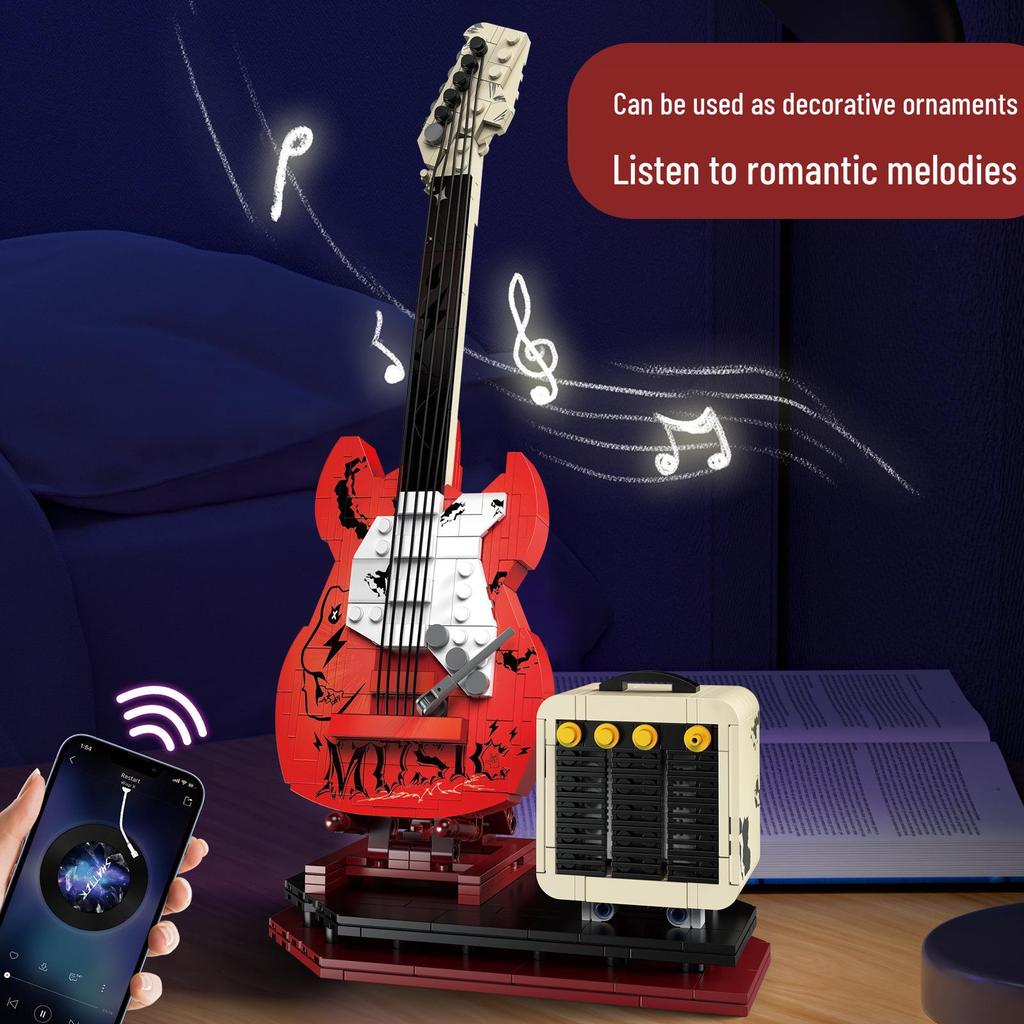Kaiyu Electric Guitar Building Blocks - Compatible with LEGO, Creative Toy Gift for Boys Ages 5-12