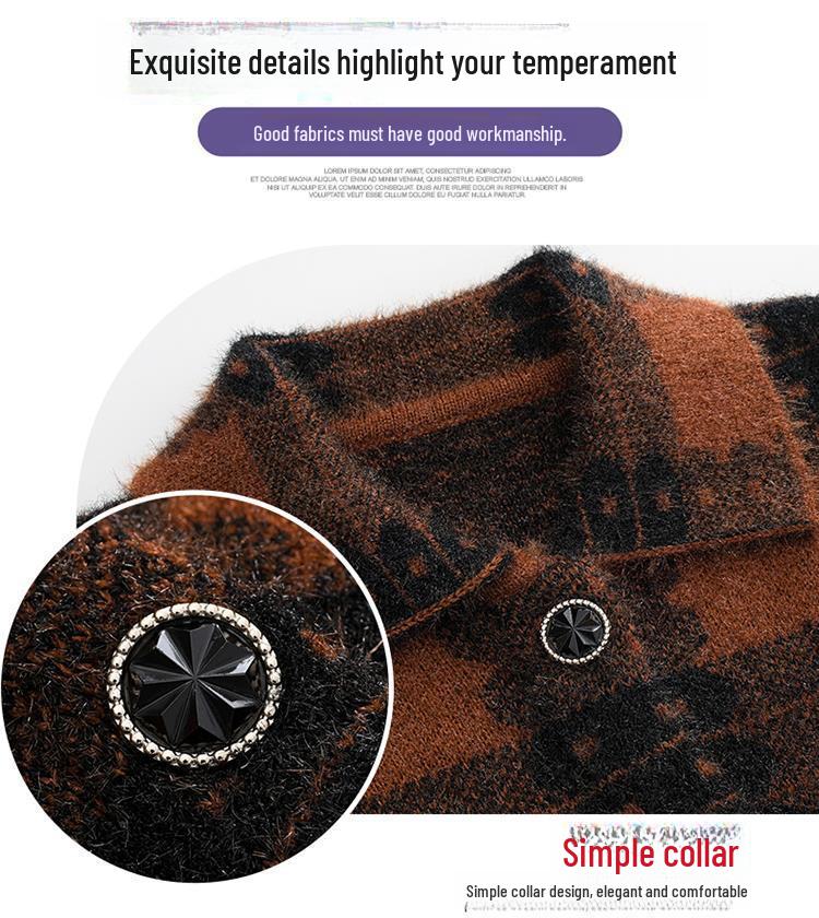 Grandma's Knitted Lapel Cardigan for Spring and Fall - Stylish Sweater for Middle-Aged and Elderly Women