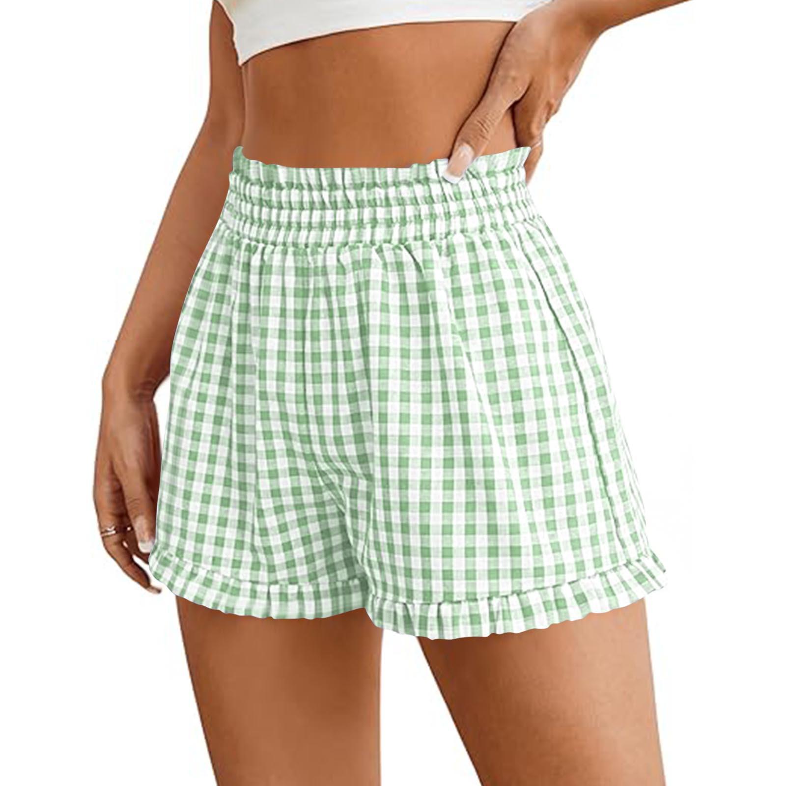 

Women s Drawstring Shorts Elastic Waist Lightweight Summer Casual Short With Pockets S зелений
