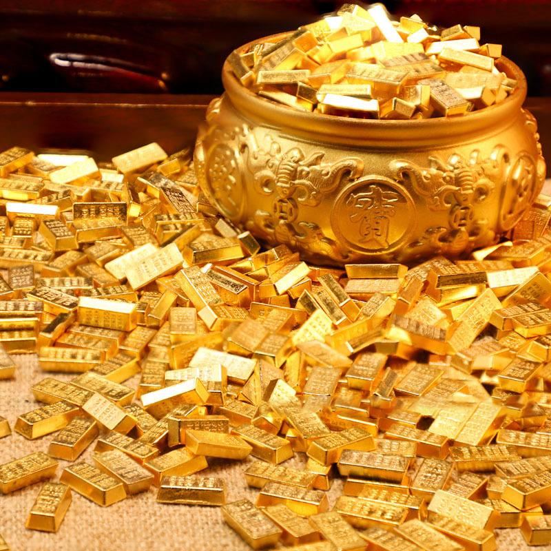 1Pc Simulated Gold Bar And Gold Ingot Ornament Mini Doll House Decoration Toys Miniature Model Diy Accessories