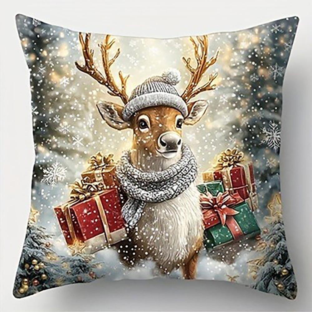 1 szt. poszewki na poduszki świąteczne z nadrukami, odpowiednie do świątecznej dekoracji domu, bez wkładu poduszki.