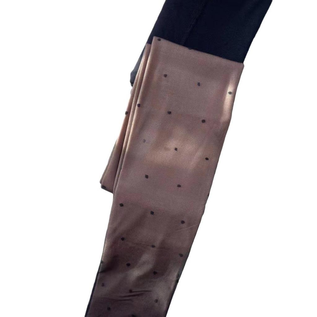 Ultra-Sheer Polka Dot Black Silk Stockings with Velvet, Cut-to-Fit, Women's Spring/Fall Style