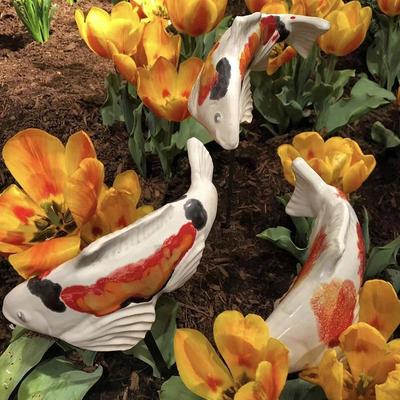 1 Stk. Keramik Garten Koi Harz Handwerk Rasen Dekorative Ornamente Bunte Fische Harz Handwerk Dekorative Hofkunst Dekoration