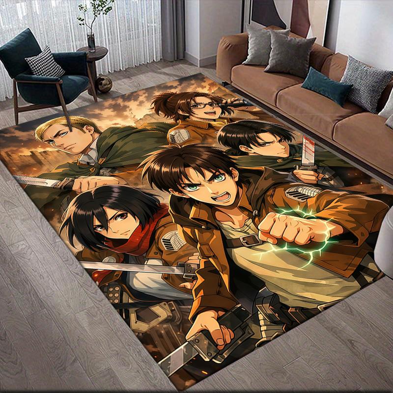 Mikasa Ackerman Anti-Slip Floor Mat, Rectangular Carpet for Bedroom, Living Room, Sofa & Game Area, Home Decoration