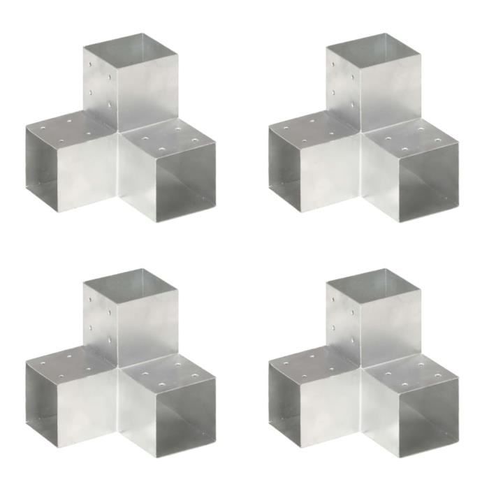 VidaXL Connecteurs de poteau 4pcs Forme en Y Métal galvanisé 101x101mm