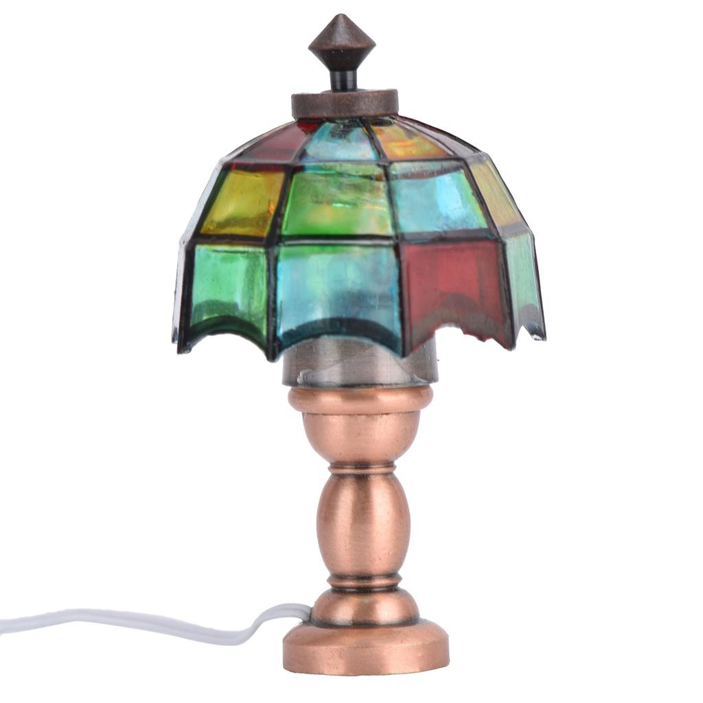 1:12 Puppenhaus Schreibtischlampe Miniatur Tischlampe mit Schirmförmigem Lampenschirm