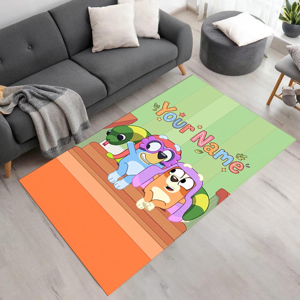 Bluey Personalized Text Area Rug Suitable for Playrooms Study room Hallway Living Rooms Anti-slip Rug Office home decor Birthday/Christmas Gift