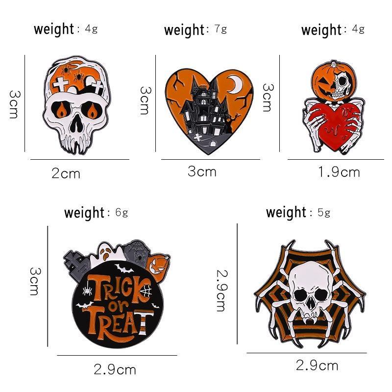 Halloween Enamel Pins Punk Ghost Skull Spider Brooch Backpack Brooch Badge Party Clothing Accessories Gift