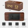 Digital Multifunctional Alarm Clock with Wood Grain Design, USB Powered, Wooden, with Temperature and Humidity Gauge, 3 Alarm Clocks, Calendar, Power