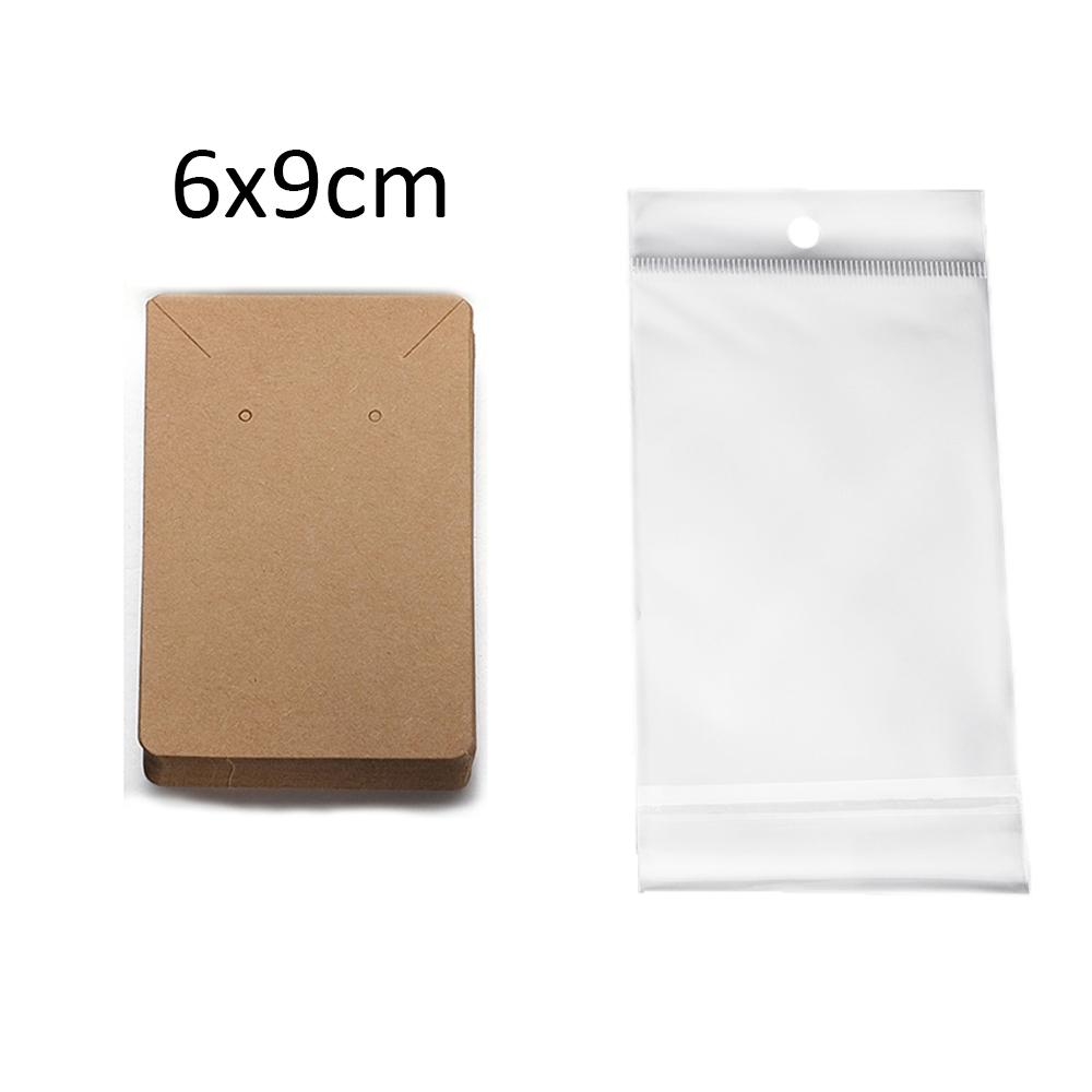 50 Jeux de Cartes pour Boucles d'Oreilles et 50 Pièces de Sacs Cartes d'Exposition pour Colliers Boucles d'Oreilles Sacs Auto-adhésifs Carte en Papier Kraft pour Emballage de Bijoux DIY