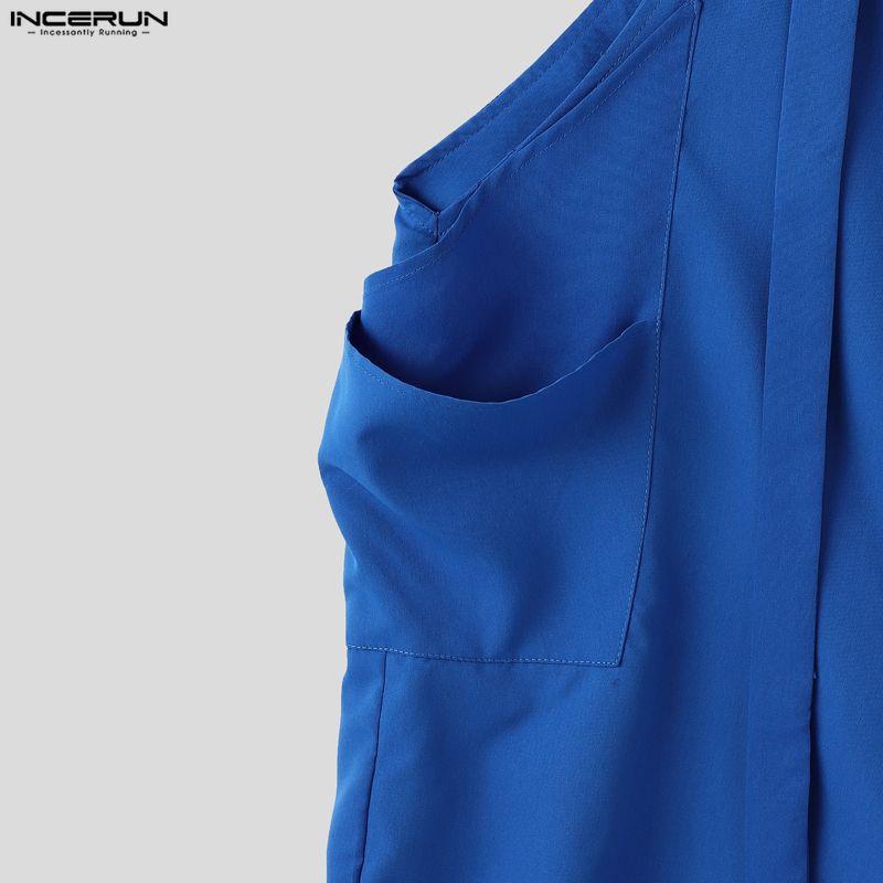 INCERUN Men Strap Sleeveless Casual Loose Cropped Cargo Rompers Jumpsuits