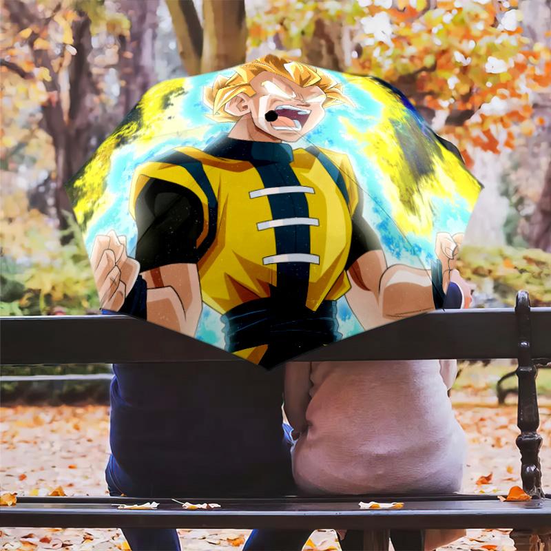 Padrão Dragon Ball, guarda-chuva de dobra automática, design portátil e dobrável, 8 varetas, um presente de Natal ou aniversário.