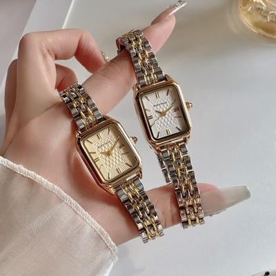 Simple Square Watch Women's Daily Commute Steel Belt Small Gold Watch Quartz Watch High-end Medium and Ancient Style
