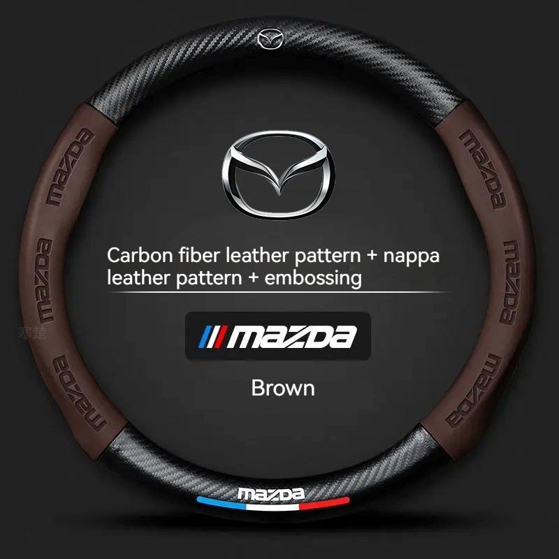 AAFD1 For Mazda 3 5 6 SKYACTIV CX30 CX5 CX8 CX9 MX5 RX8 RX7 BT50 Axela Atenza Car Steering Wheel Cover Carbon Fiber Leathe Accessories