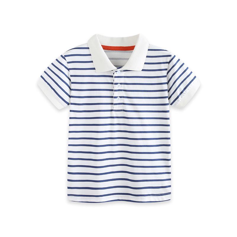 26 Summer Boys Short Sleeve Lapel Striped T-shirt - Children s Sportswear Top 7Y (125cm)