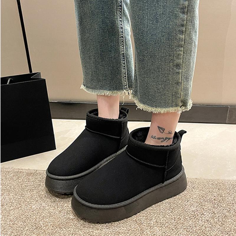 

Осенние и зимние меховые зимние сапоги, женские меховые ботинки на толстой подошве, короткие сапоги на губчатой подошве 36 чёрный