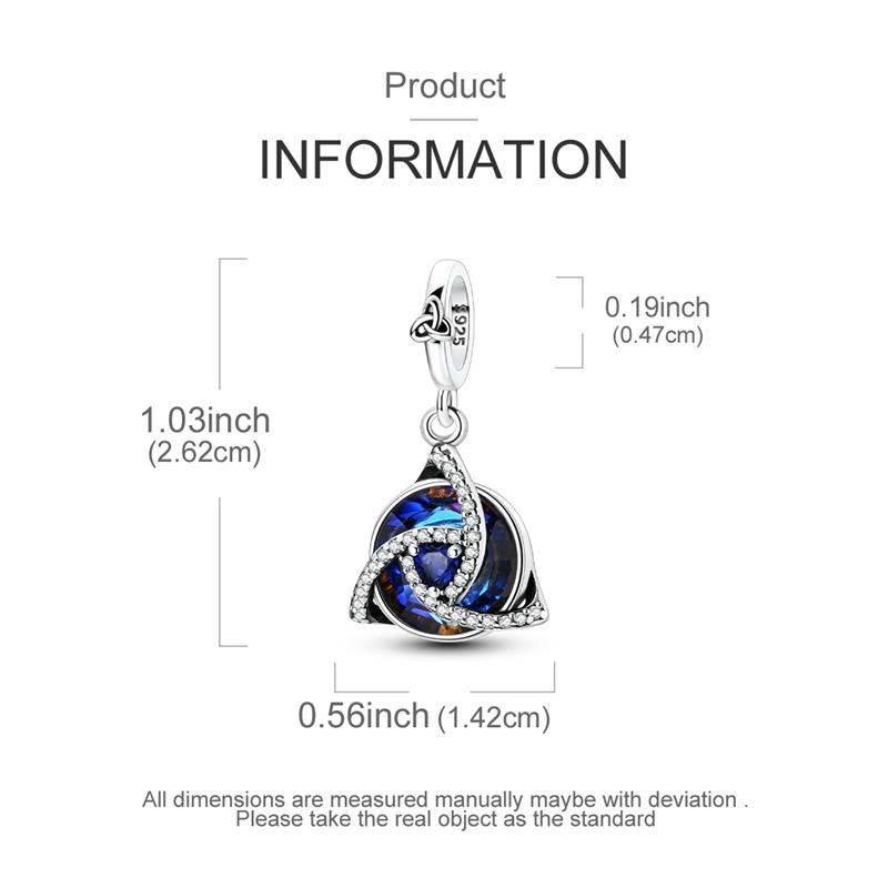 copper Blue Trinity Celtic Knot Angel Loop Pendant Charm Compatible With Authentic Charm Bracelets Women Do It Yourself Jewellery Gift