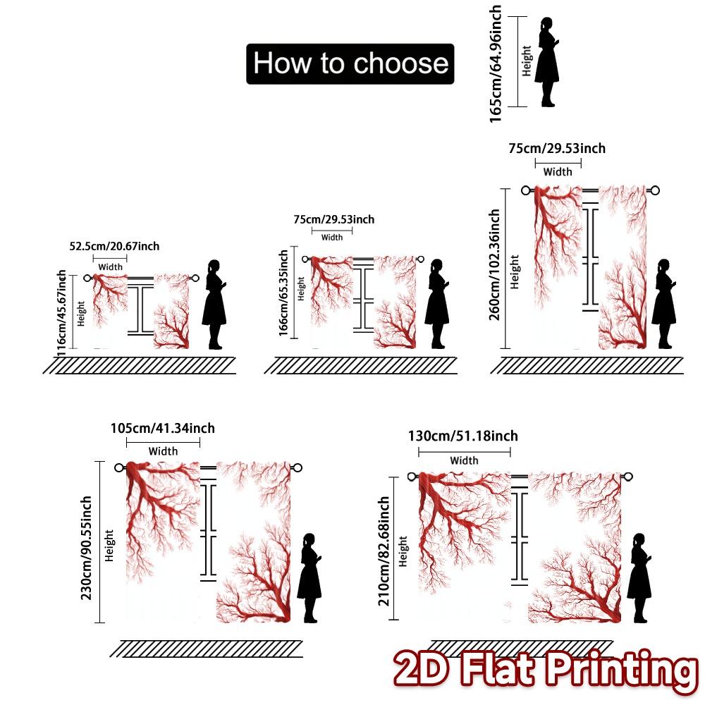 2D Flat Printing  JIT 2pcs   Curtains (Without Rod) Coral Veins Modern Minimalist Curtains Durable Polyester Curtains Versatile