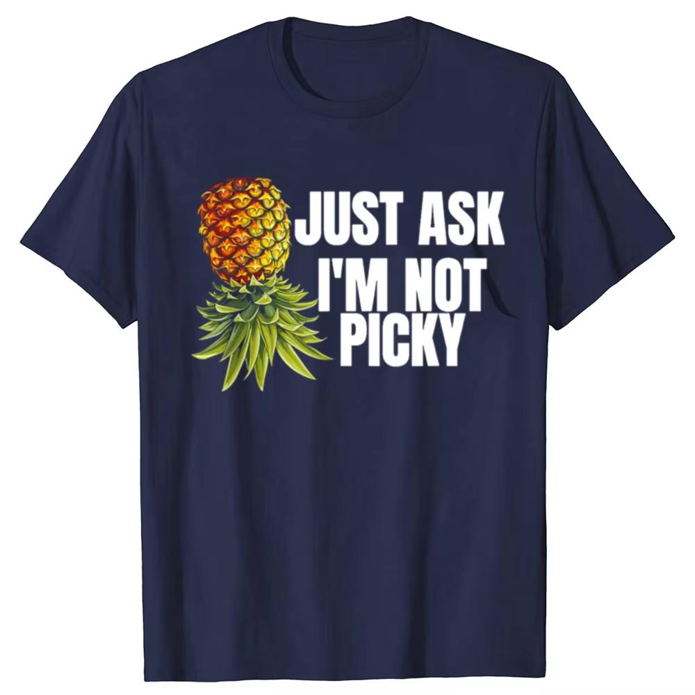 Swinger Party Funny Upside Down Pineapple Graphic T-shirts Men Women Fashion Casual Tshirt 100% Cotton Loose Oversized T Shirt