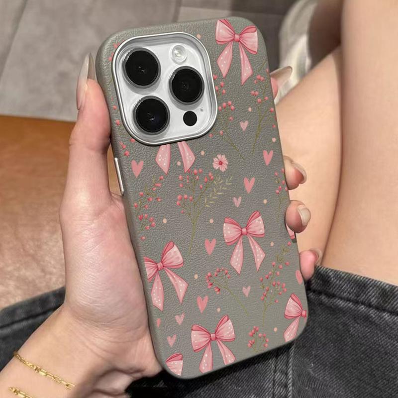 

Bow and Flower Design Lichee Pattern Silicone Phone Case For iPhone 17 16 15 Pro Max 14 13 12 11 XS X XR 7 8 Plus 16E Air Cover iPhone SE (2020)