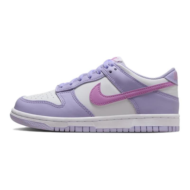 Nike Dunk Slip Resistant Abrasion Resistant Low top Kids' Skateboarding Shoes Purple White Sneakers HQ1185-161