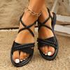 2025 Summer Women's Plus Size Elastic Band Slip-On Roman Sandals - Comfortable & Lightweight