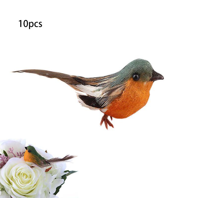 Artificial Robin 10pcs Birds Craft Ornament Christmas Tree Party Hanging Decor