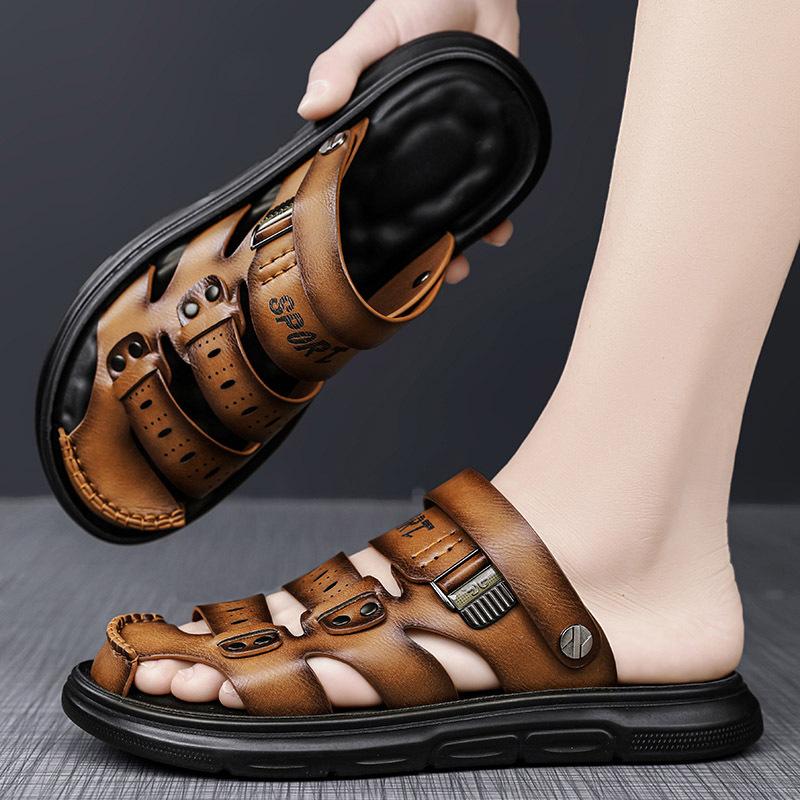 Men's sandals summer new fashion trend versatile personality platform two wear bag head slippers travel beach sandals