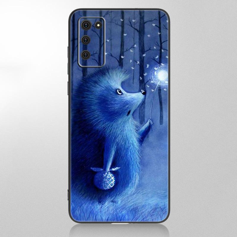 Pouzdro na telefon Ježek v mlze pro Samsung Galaxy A12 A02S A22 A32 A52 A72 A71 A51 A41 A31 A21 A11 A50 A70 A10S A20S Černý kryt