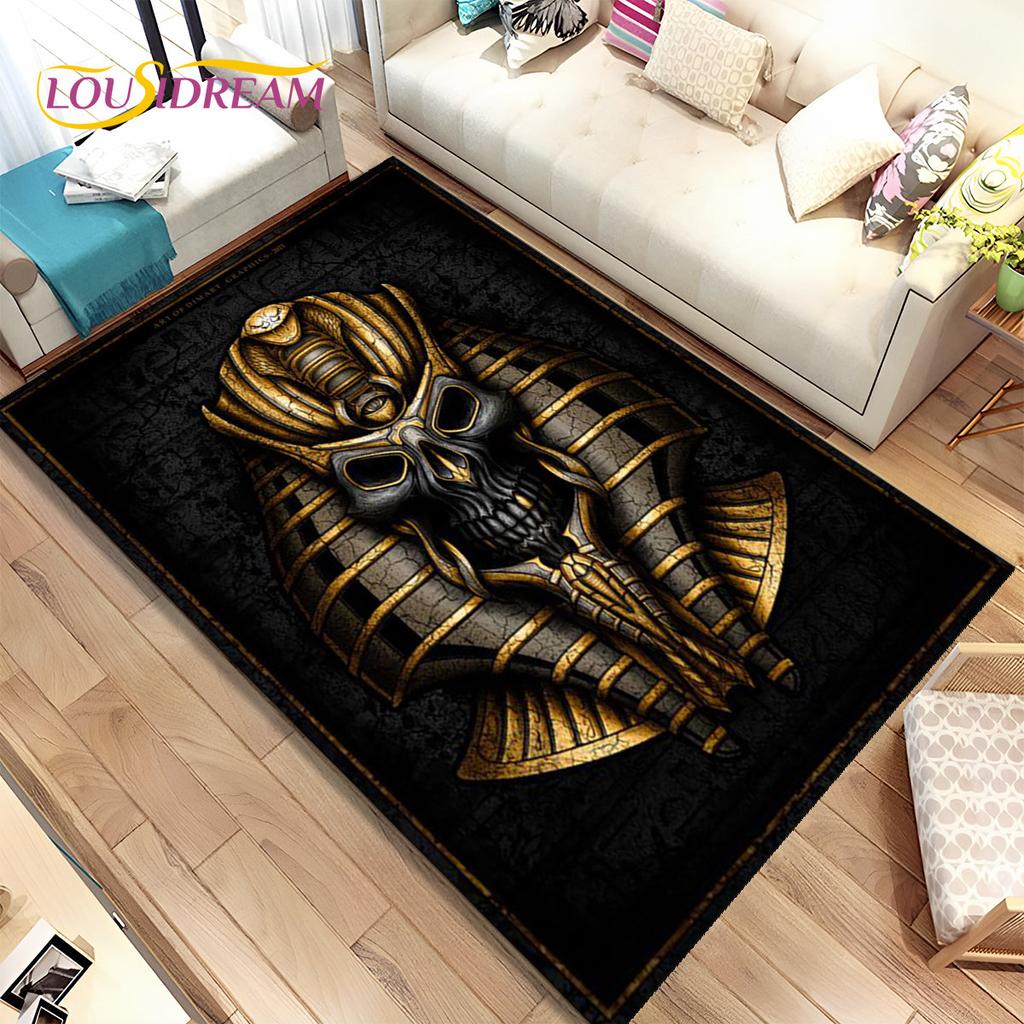 Egyptian Mythology Pharaoh Hieroglyphics Area Rug,Carpet for Home Living Room Bedroom Sofa Doormat Decor,kids Non-slip Floor Mat