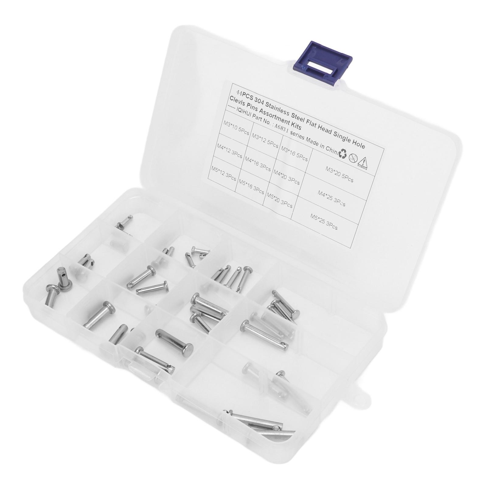 

12 размеров шплинтов из нержавеющей стали с одним отверстием, плоской головкой, Т-образной формы, набор круглых шплинтов для автомобиля 44pcs