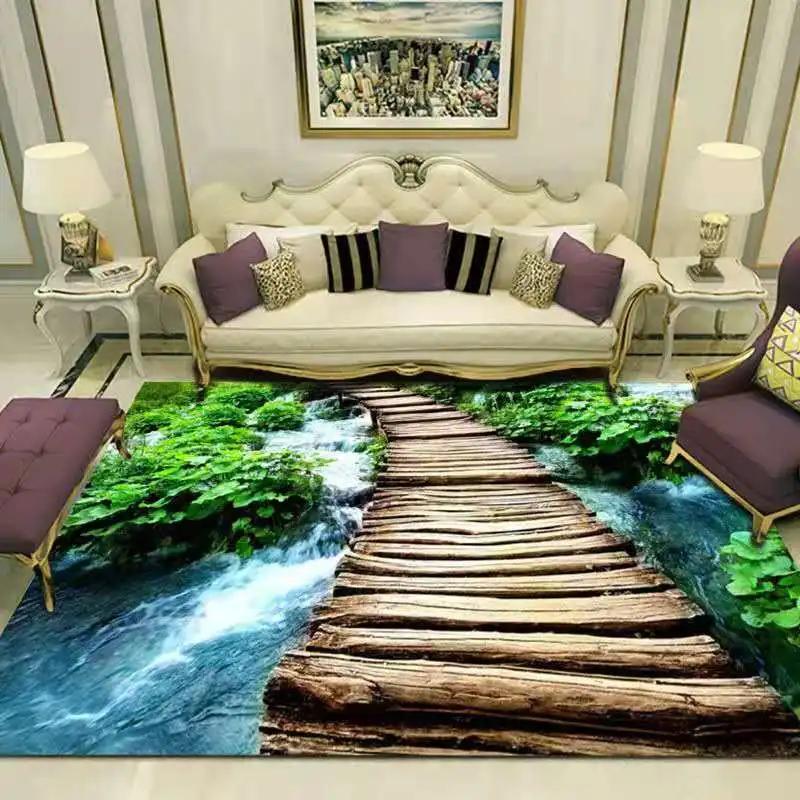 Forest Natural Landscape Carpet Floor Mat Home Decoration Living Room Luxury Lake Non-Slip Bedroom Bedside Table Area Carpets