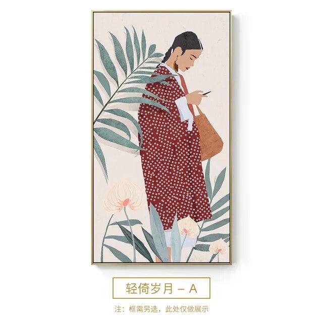 

Современные модные женские растения, холст, живопись, оригинальные постеры и принт, настенные художественные картины для гостиной, спальни, прохода 21*30cm